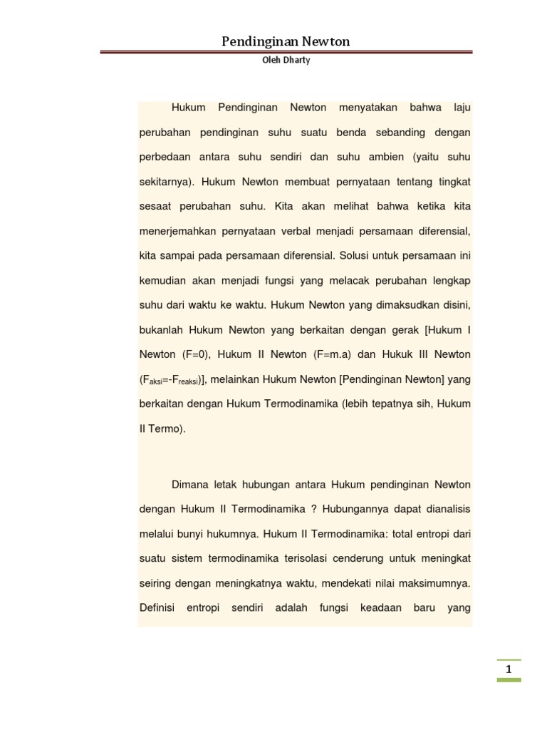 hukum pendinginan newton